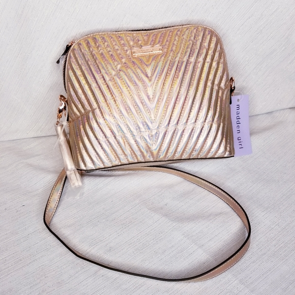 Madden Girl Handbags - Madden Girl Rose Gold metallic crossbody NWT